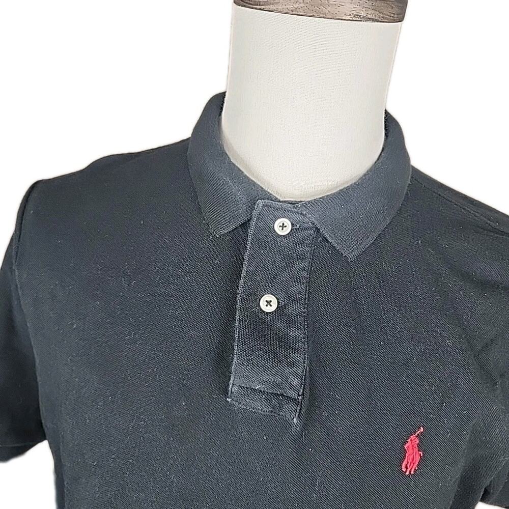 Polo Ralph Lauren Mens Custom Slim Fit Polo Short Sleeve Black Size L Cotton